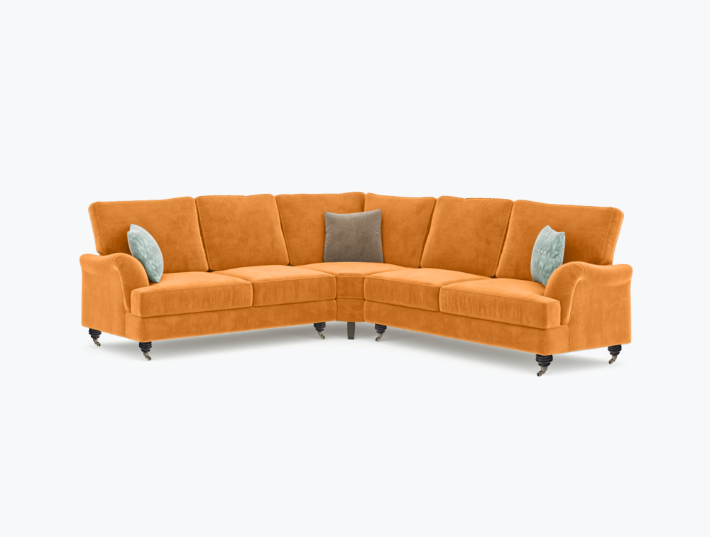 Salford Corner Sofa-Corner-Velvet-Orange
