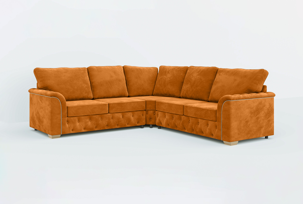 Coventry Corner Big Cushioning Sofa-corner-Velvet-Orange