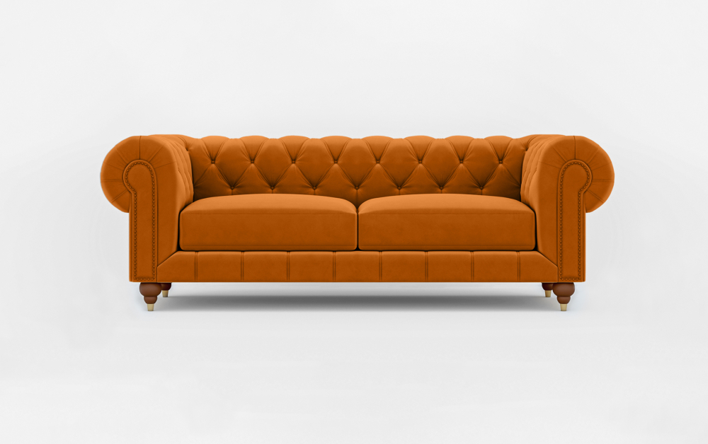 Dumfries Chesterfield Sofa-3 Seater -Velvet-Orange