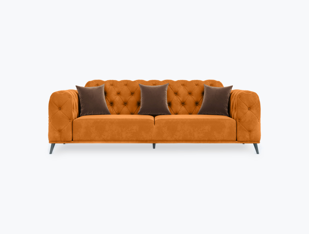 Magdeburg Sofa-3 Seater -Velvet-Orange