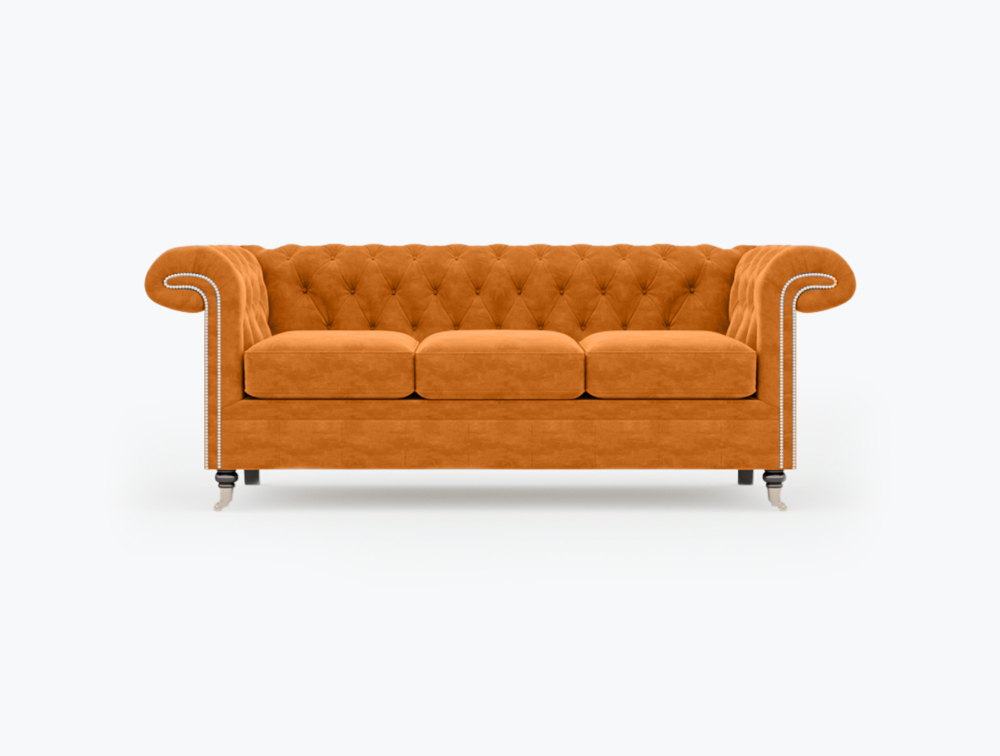 Nottingham Sofa-3 Seater -Velvet-Orange