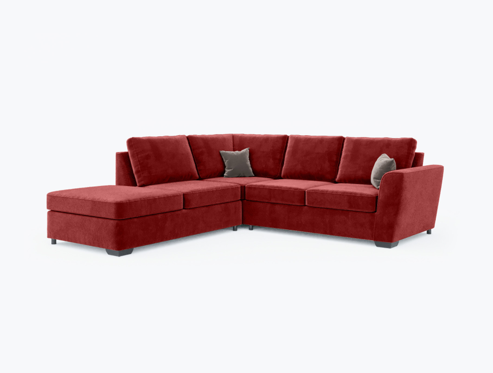 Salisbury Corner Sofa-Corner-Velvet-Red