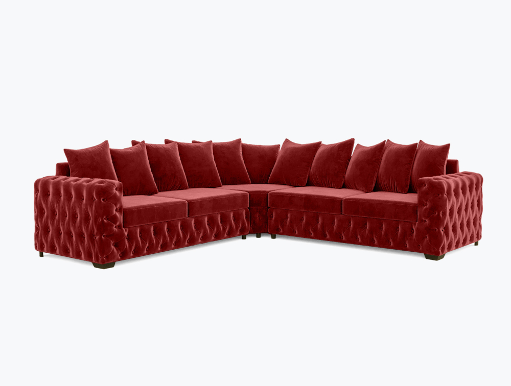 Sheffield Corner Sofa -Corner-Velvet-Red