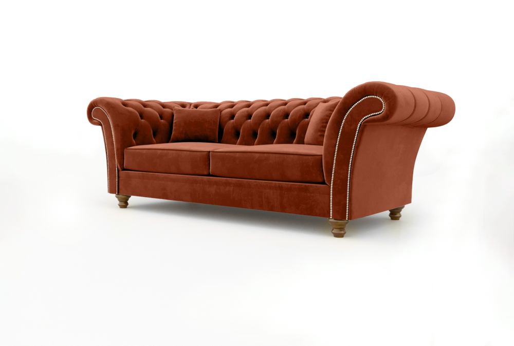 Chesterfield Leicester Sofa-2 Seater -Velvet-Red