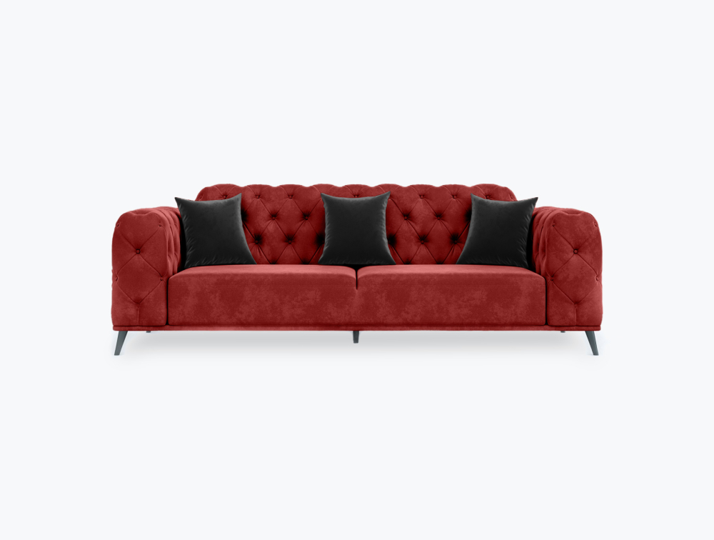 Magdeburg Sofa-1 Seater -Velvet-Red