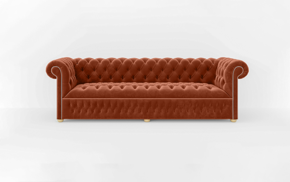 Dustantable Chesterfield 3 Seated Sofa-2 Seater -Velvet-Red