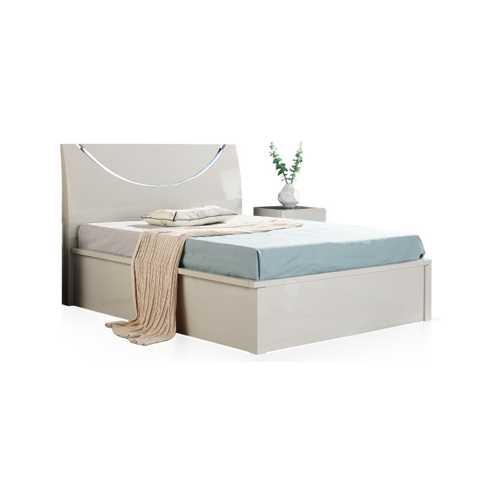 River White Bed-Single-Glossy Light-Grey