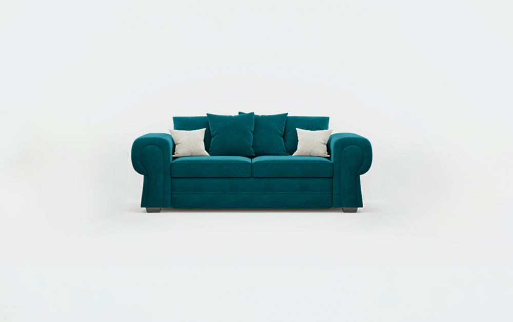 Durham Scatter Cushion Sofa -3 Seater -Wool-Turkish Blue