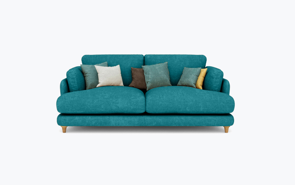 Fleecy Sofa-3 Seater -Velvet-Turkish Blue