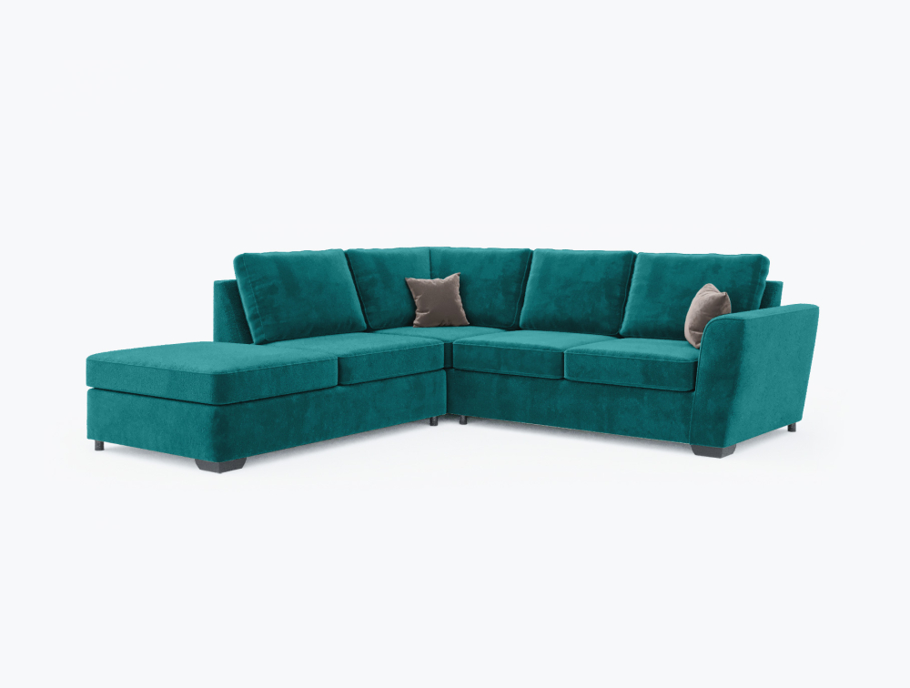 Salisbury Corner Sofa-Corner-Velvet-Turkish Blue