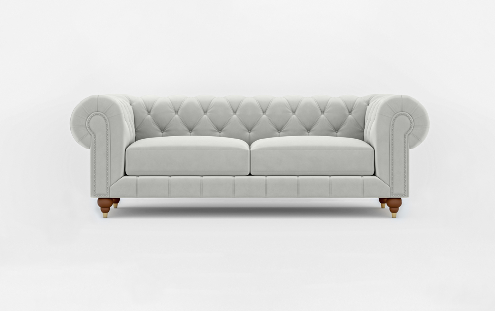 Dumfries Chesterfield Sofa-1 Seater -Velvet-White