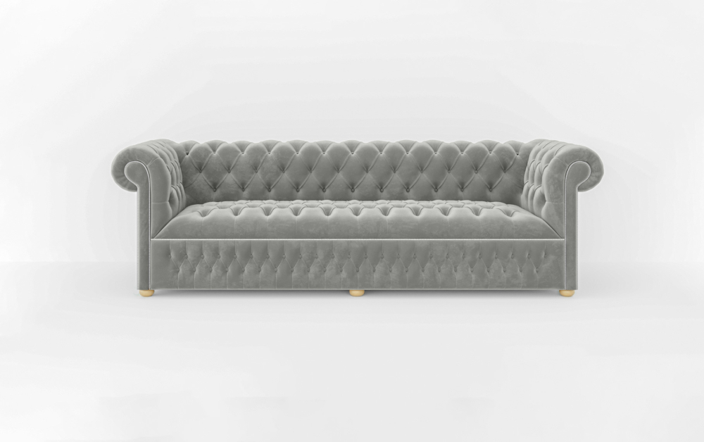 Dustantable Chesterfield 3 Seated Sofa-2 Seater -Velvet-White