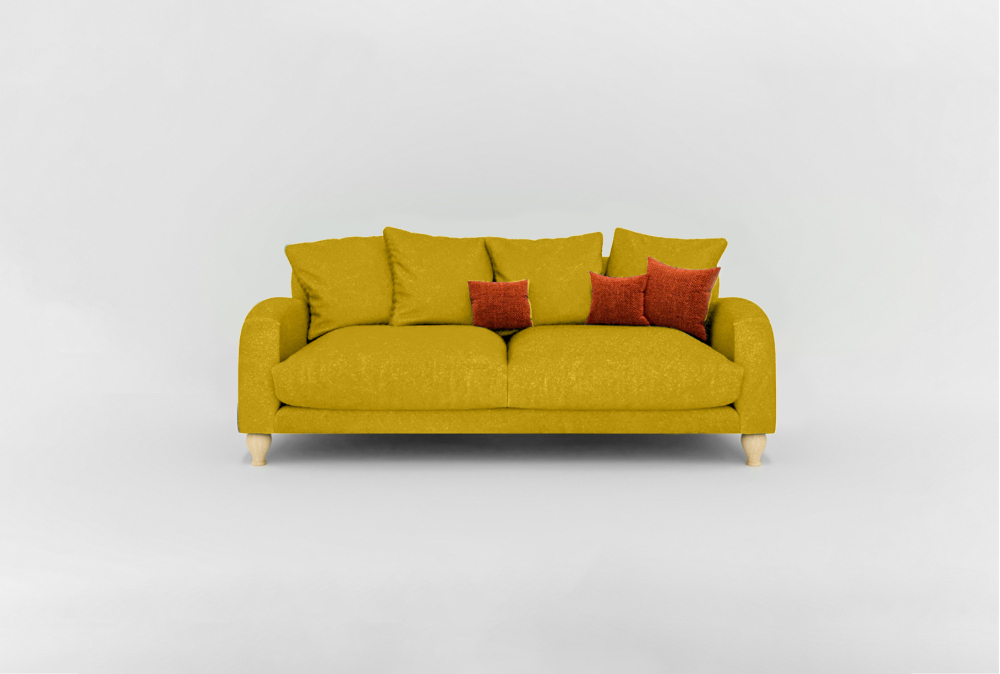 Boston Sofa-3 Seater -Velvet-Yellow
