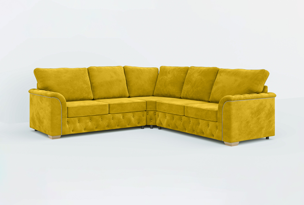 Coventry Corner Big Cushioning Sofa-corner-Velvet-Yellow
