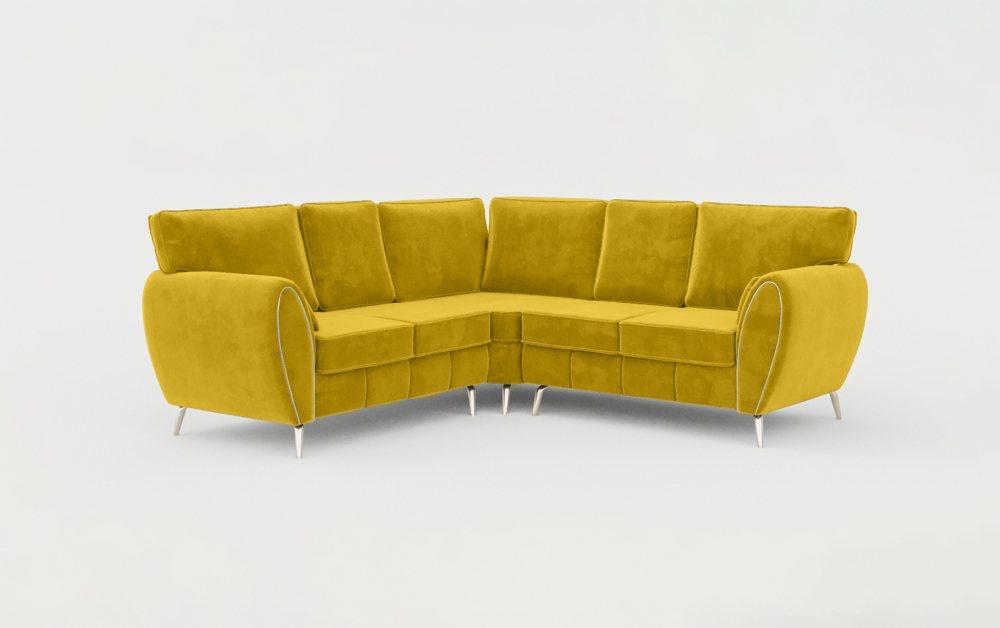 Derby Club Corner Sofa-corner-Velvet-Yellow