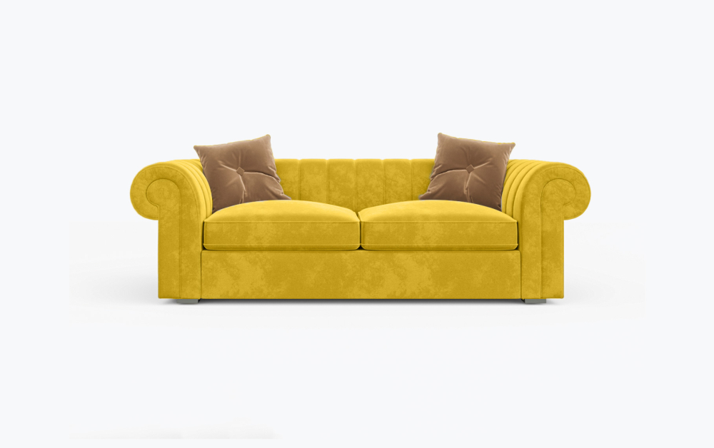 Hereford Chesterfield Sofa-3 Seater -Wool-Yellow