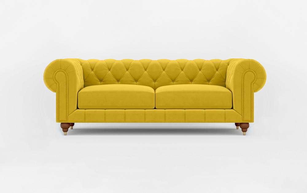 Dumfries Chesterfield Sofa-3 Seater -Velvet-Yellow