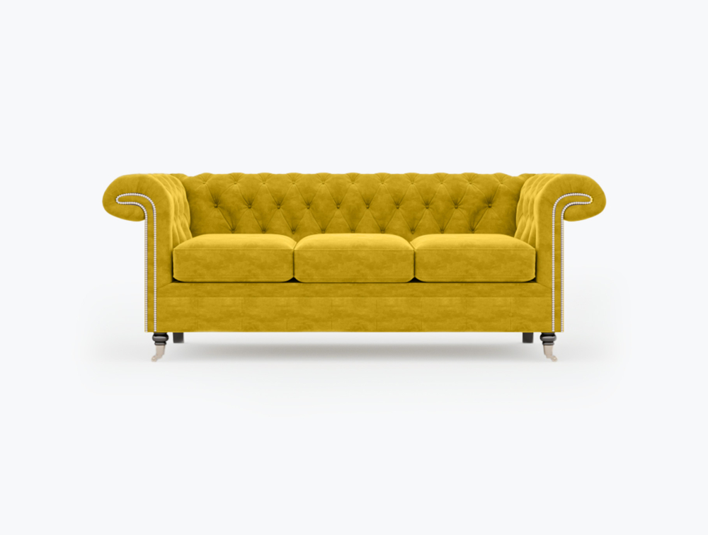 Nottingham Sofa-3 Seater -Velvet-Yellow