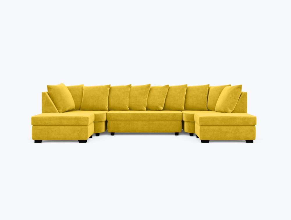 Sunderland U-Shape Sofa-U-Shape-Velvet-Yellow